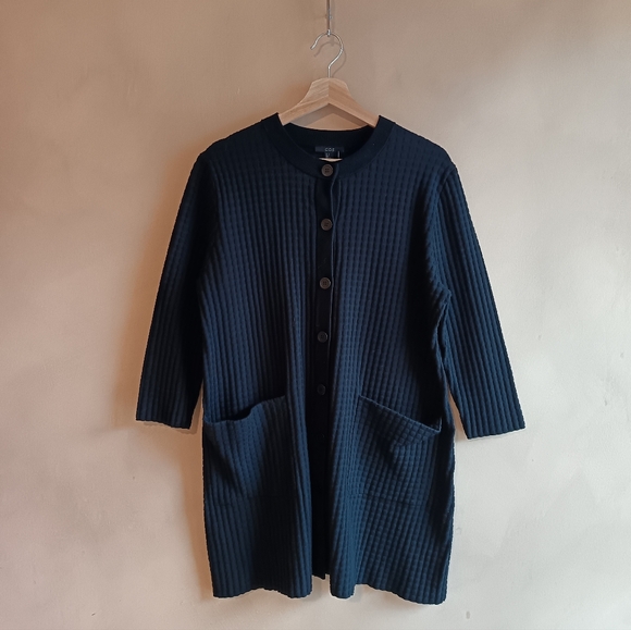COS Black Waffle Knit Cardigan - Picture 3 of 7